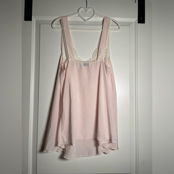 Frenchmaid Pastel Pink Tank Top with White Lace - Picture 2 of 7
